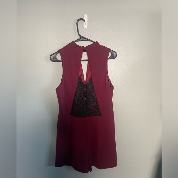 Elegant Burgundy Lace Back Jumpsuit - Picture 4 of 10
